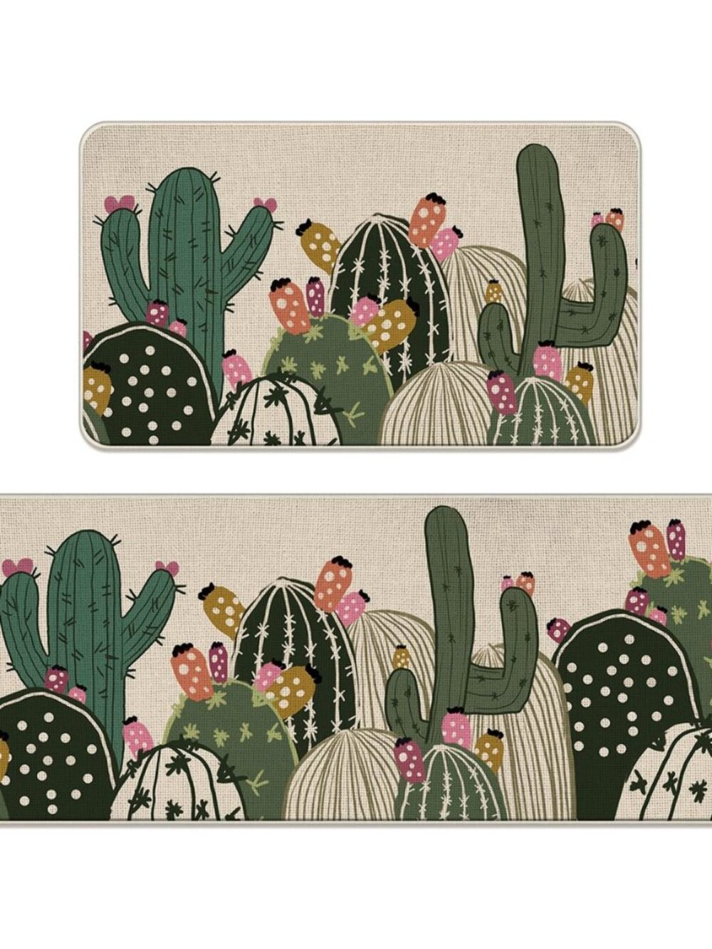 Boho Cactus Kitchen Rugs Set of 2